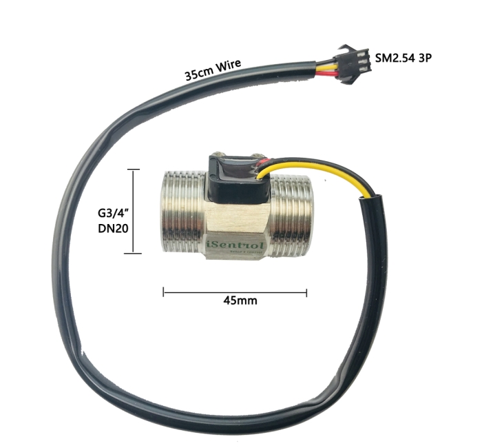 USS-HS43TI不锈钢304水流量传感器45mm六分2-45L/min